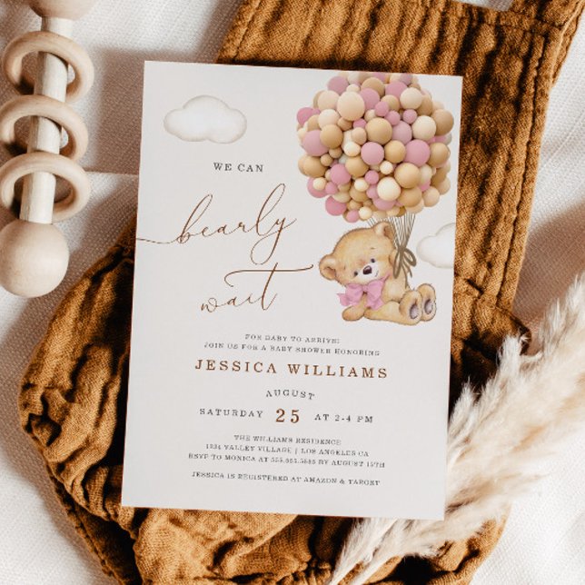 Convites Podemos Esperar Chá de fraldas Rosa (Criador carregado)