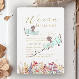 Convites Podemos Esperar! Flor selvagem, Chá de fraldas