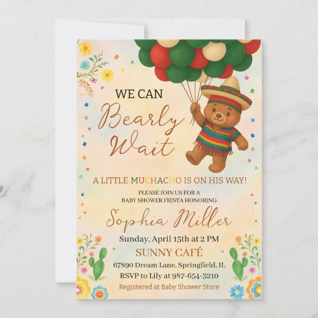Convites Podemos Esperar Muchacho Chá de fraldas mexicano (Frente)