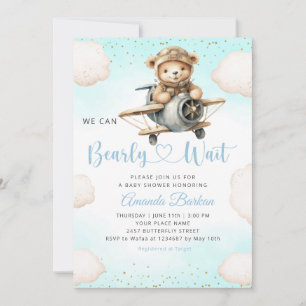 Convites Podemos esperar o Chá de fraldas Blue Boy