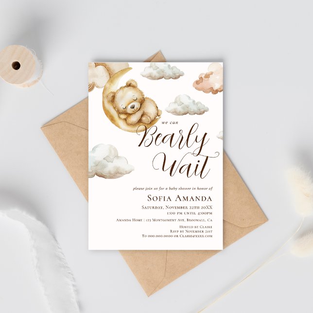 Convites Podemos esperar o Chá de fraldas da Lua da Nuvem (Criador carregado)