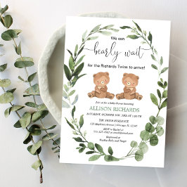 Convites Podemos esperar o chá de fraldas de ursinho de pel