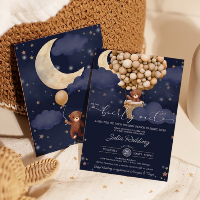 Convites Podemos Esperar O Chá de fraldas Do Balão De Ar (Criador carregado)