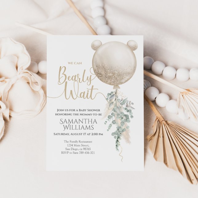 Convites Podemos esperar o Chá de fraldas do Balão Pampas (Criador carregado)