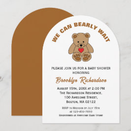 Convites Podemos Esperar O Chá de fraldas Do Urso Castanho