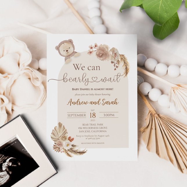 Convites Podemos Esperar O Chá de fraldas Do Urso De Teddy (Criador carregado)