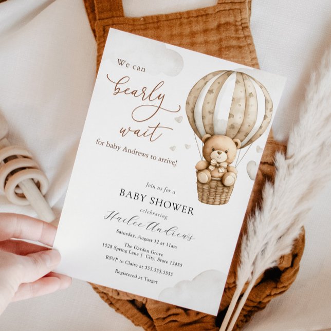 Convites Podemos Esperar O Chá de fraldas Do Urso De Teddy (Criador carregado)