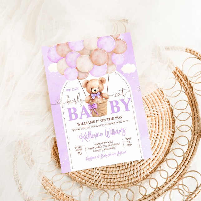 Convites Podemos Esperar O Chá de fraldas Do Urso De Teddy (Criador carregado)