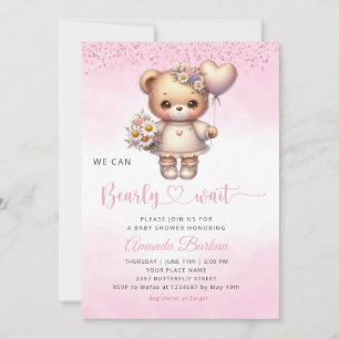 Convites Podemos esperar o Chá de fraldas do Urso de Teddy