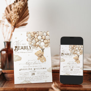 Convites Podemos esperar o Chá de fraldas Elegante Neutral