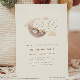 Convites Podemos Esperar O Cub Bear Moon Star Chá de fralda