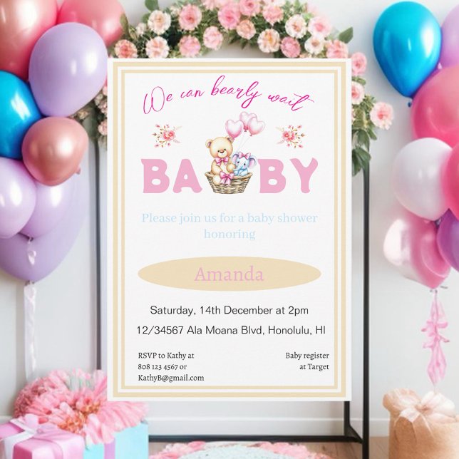 Convites Podemos esperar o ursinho da menina (Criador carregado)