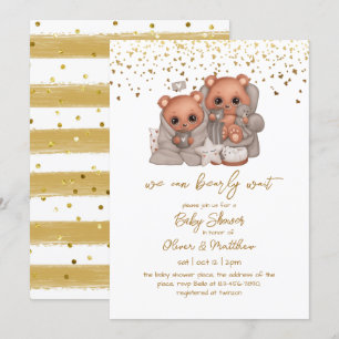 Convites Podemos Esperar Que O Chá Do Twin Baby Boy Simples