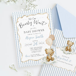 Convites Podemos Esperar Um Chá de fraldas Do Urso De Aquar