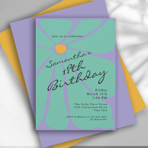 Convites Poder Floral Retro Brilhante para Aniversário de 1