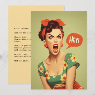 Convites Poderoso Grito Pin-Up Vintage