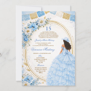Convites Poeira Azul Charra Princesa 15 Anos Floral Espanho