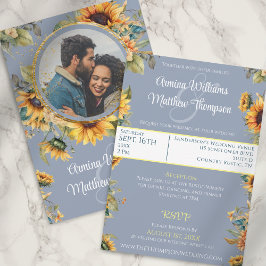 Convites Poeira Azul Foto Casamento de Girassol Com RSVP