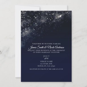 Convites Poeira de Estrela Azul Céu Noturno Casamento