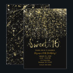 Convites Poeira Dourada Brilho e Festa de Quinze Anos Preta<br><div class="desc">Personalize para o seu evento</div>
