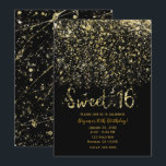 Convites Poeira Dourada Brilho e Festa de Quinze Anos Preta<br><div class="desc">Personalize para o seu evento</div>