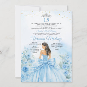 Convites Poeira Espanhola Azul Princesa Floral Doce 15 Anos