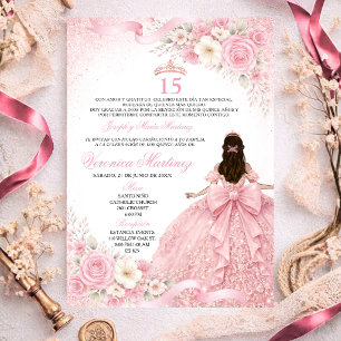 Convites Poeira Espanhola Rosa Charra Princesa Floral 15 An