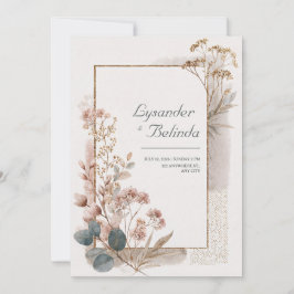 Convites Poeira Rosa Dourado Folha de Eucalipto Casamento
