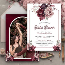 Poeira Rosa Floral Borgonha Foto Chá de Noiva