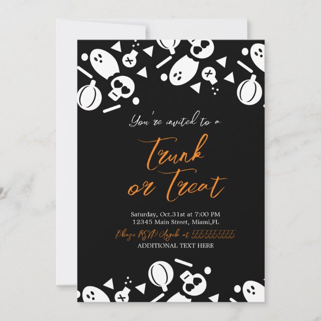 Convites Poeirinha de Fantasma de Halloween Trunk a Treat (Frente)