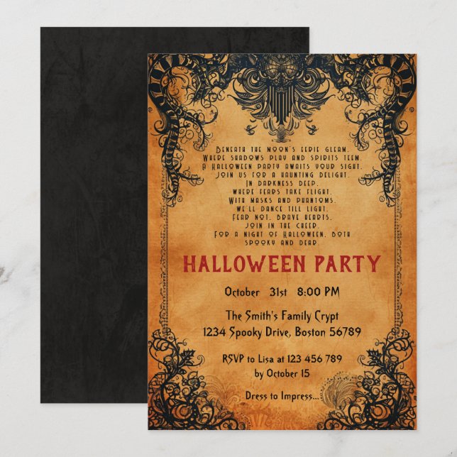 Convites Poema Spooktacular No Festa De Halloween (Frente/Verso)
