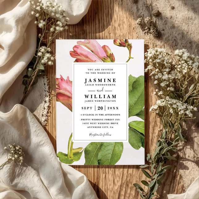 Convites Poesia Botânica Floral Rústica Casamento Código QR (Criador carregado)