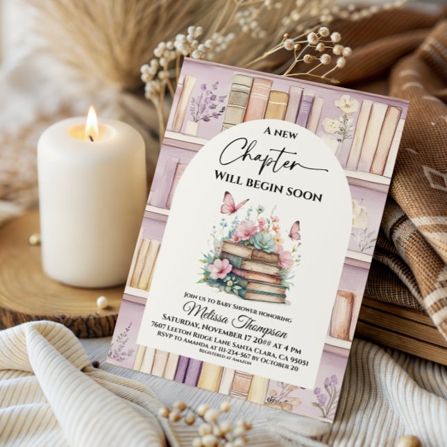 Convites Poetcore New Chapter Pink Girl Book Baby Shower (Criador carregado)