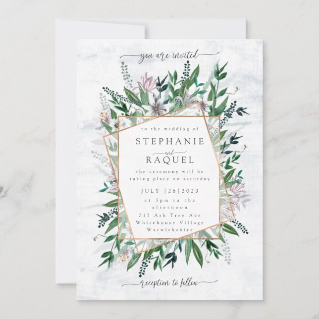 Convites Poets Garden Wild Flower watercolor bouque floral (Frente)