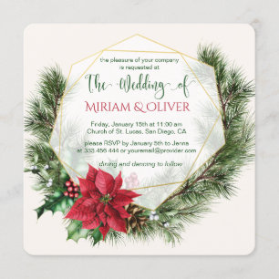 Convites Poinsettia, azevinho, pinheiro Natal Casamento