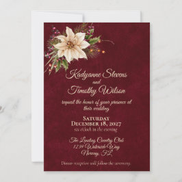 Convites Poinsettia & Berries Casamento Elegante