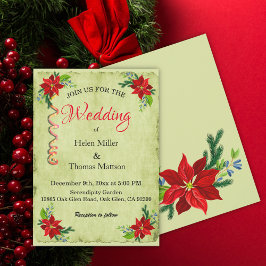 Convites Poinsettia Buquê Floral, Casamento vintage