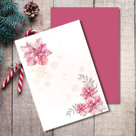 Convites Poinsettia de floco de neve rosa em branco adicion