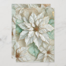 Convites Poinsettia de Tinta Branca e Mint Imprimíveis