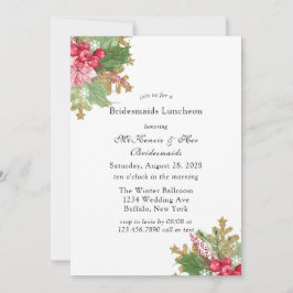Convites Poinsettia Dourada Bridesmaids Luncheon