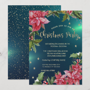 Convites Poinsettia, Festa de Natal da Stars Green Company