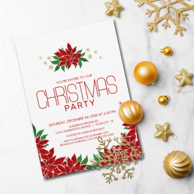 Convites Poinsettia Festa Floral de Natal (Criador carregado)