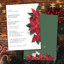 Poinsettia Floral de Natal Verde Elegante Casament