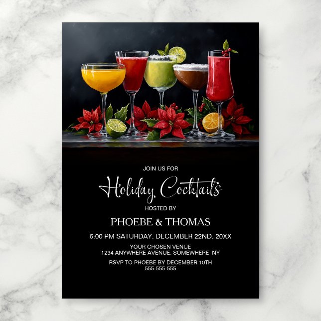 Convites Poinsettia Holiday Cocktail Party (Criador carregado)