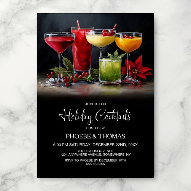 Convites Poinsettia Holiday Cocktail Party (Criador carregado)