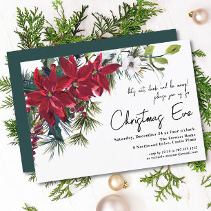 Convites Poinsettia Holiday Floral Janto da véspera de Na