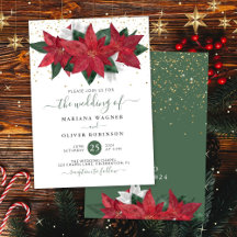 Poinsettia Natal Aquarela Floral Casamento