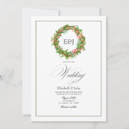 Convites Poinsettia & Pine Charme de Natal de Casamento Cód