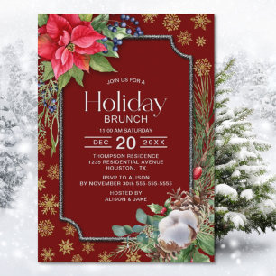 Convites Poinsettia Snowflakes Brunch