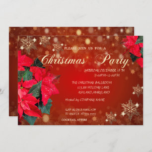 Convites Poinsettia Snowflakes, Festa de Natal Corporativa